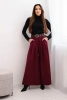 Women's wide-leg pants with a belt burgundy
