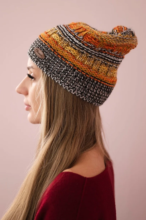 Mütze mit Fleece Patrycja K254 orange+schwarz