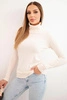 Women's viscose sweater with a turtleneck and long sleeves beige