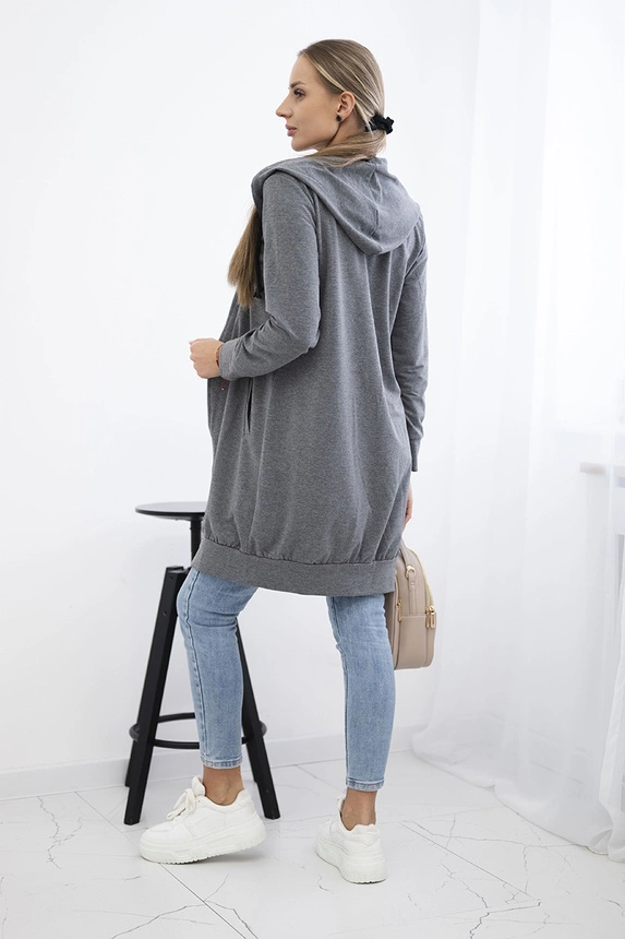 Kleid Sweatshirt mit Kapuze graphit melange
