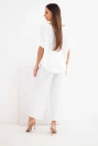 Women's viscose set: short-sleeve blouse and wide-leg trousers ecru