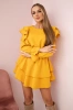 Dress with vertical flounces mustard