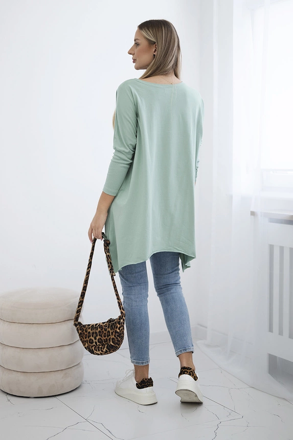 Blouse oversize with rainbow lips print dark mint