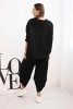 Women's tracksuit set made of thicker material with wide legs black