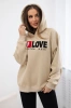 Isoliertes Baumwoll-Sweatshirt mit Kapuze Love hellbeige