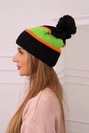 Kinga dámská čepice K297 černá+zelená neon+oranžová