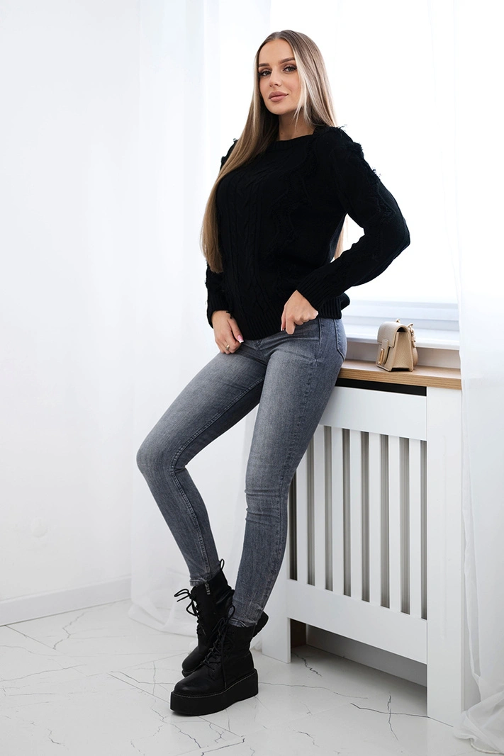 Pullover mit Flechtbindung schwarz