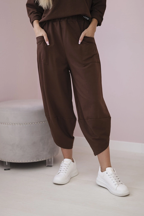 Baumwoll-Sweatshirt-Hosen-Set braun