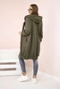 Women's longer sweatshirt with hood and zipper khaki
