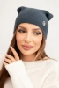 Classic women's hat made of soft knit with a decorative plate graphite