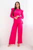 Damen Baumwollset mit Bluse und Hose mit weitem Bein fuchsia