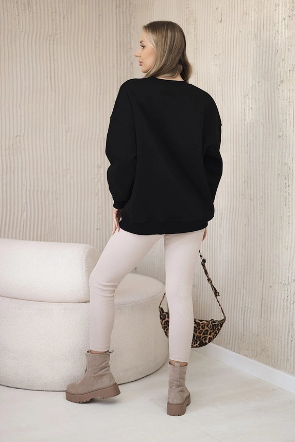 Cotton set insulated sweatshirt + leggings black