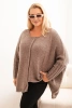 Damenpullover Plus Size aus Acryl mit lockerer Passform und 3/4-Ärmeln fango