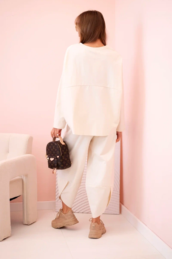 Set of new punto sweatshirt pants light beige