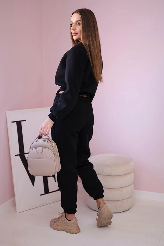 Apšiltintas rinkinys su trumpais marškinėliais juodas