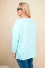 Plus Size women's cotton blouse with fringes mint