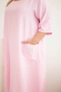 Dámské šaty Plus Size z viskózy s kapsami a krátkým rukávem bonbónově růžová