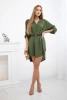 Dress with longer back and belt khaki