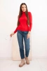 Women's viscose sweater with a turtleneck and long sleeves red
