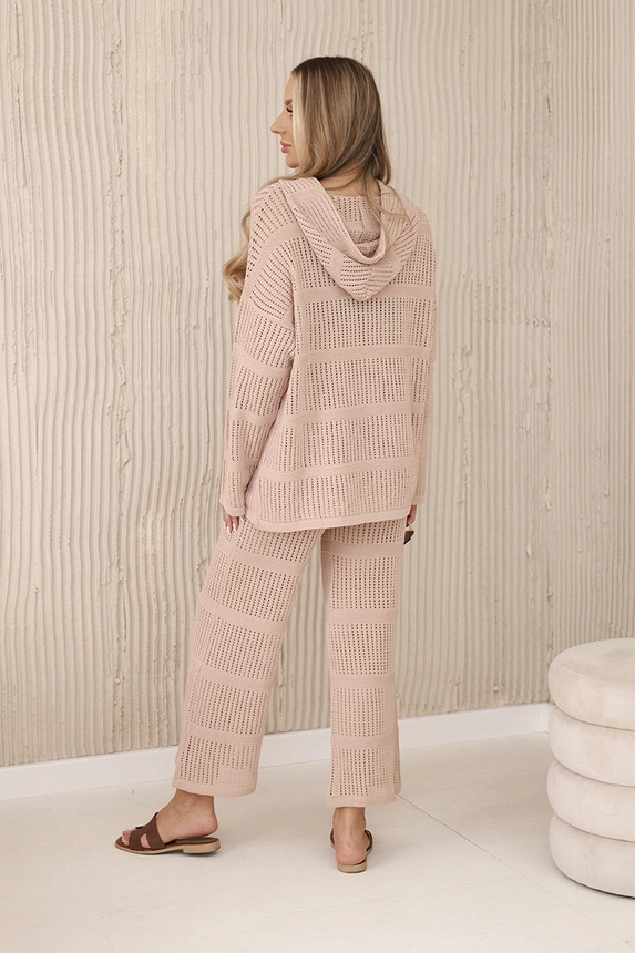 Openwork set Rayon camel