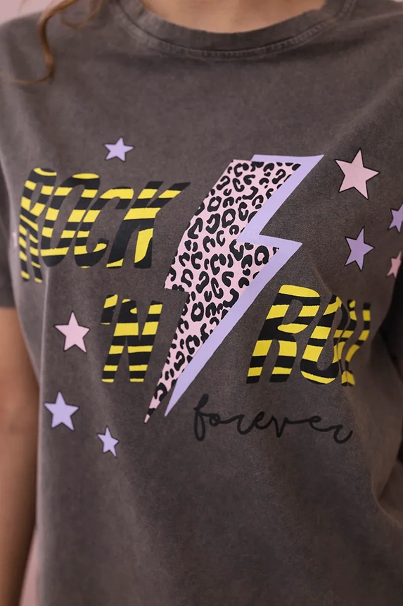 Bavlnená blúzka Rock n roll hnedý