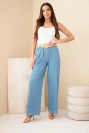 Women's wide-leg trousers with belt light denim