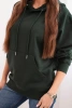 Women's cotton looped hoodie with kangaroo pocket dark green