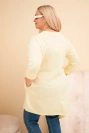 Damenkleid Plus Size aus Viskose mit lockerer Passform und langen Ärmeln gelb