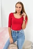 Round neckline blouse red