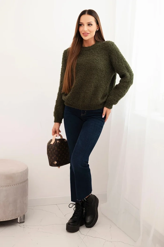 Damenpullover aus weichem Mohair khaki