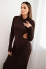 Damenkleid aus Viskose lang mit Rollkragen und offenen Rücken braun