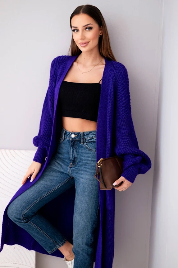 Pullover lange Strickjacke violett