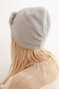 Women's hat with decorative fur flowers elegant light gray