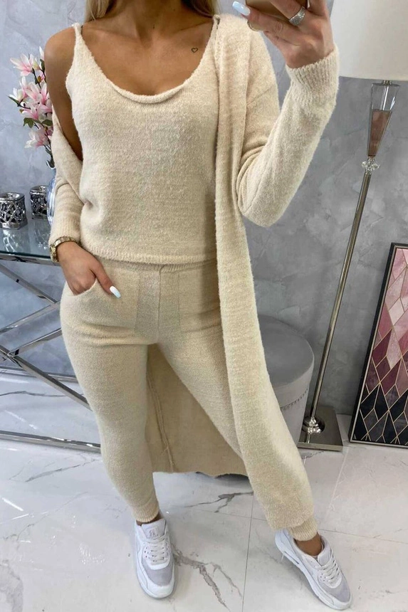 Beigefarbener Alpaka-Pullover