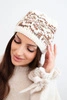 Women's winter wool hat with Norwegian pattern K354 ecru+camel