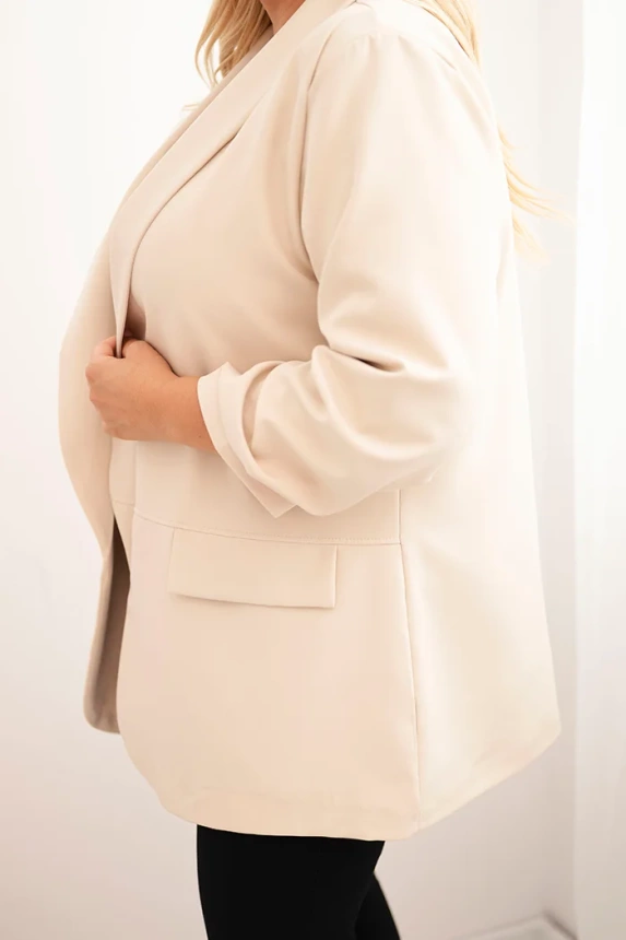 Dámska elegantná bunda Plus Size béžová