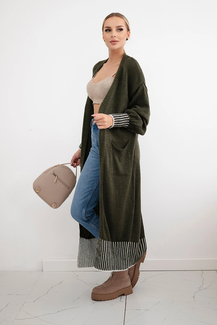 Strickjacke mit Taschen khaki