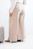 Plus Size women's trousers with wide legs and pleating dark beige