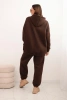 Women's warm cotton tracksuit with a hood brown