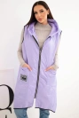 Women's quilted Plus Size vest with a hood, zippered light purple