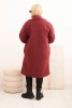 Dámsky kabát Plus Size s vlnou a veľkým golierom bordový
