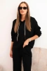 Women's set butter hoodie and pants with a belt black
