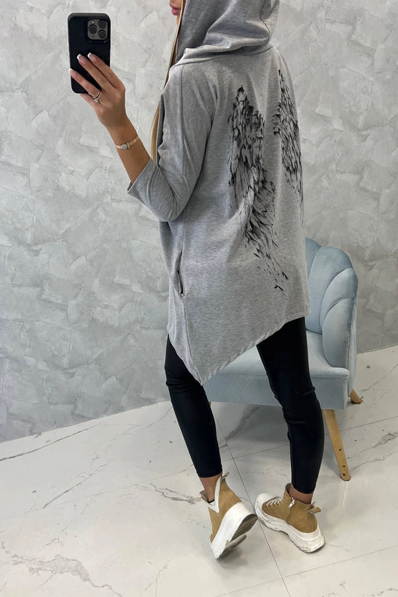 Sweatshirt mit Flügeldruck grau