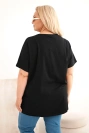 Dámská bavlněná halenka Plus Size s peříčky černá