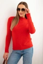 Damenpullover mit Stehkragen aus weichem Strick rot