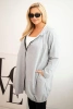 Damen Sweatshirt Plus Size aus Baumwolle mit Kapuze und Reißverschluss grau