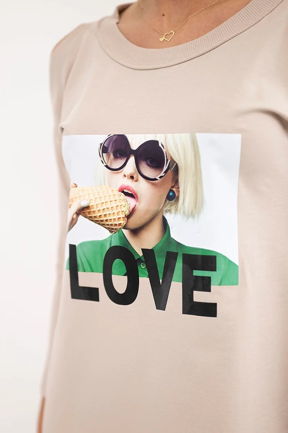 Dress with Love print beige