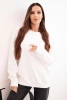 Women's basic cotton looped sweatshirt with a round neckline white