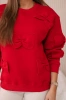 Insulated sweatshirt with welt and decorative bows Red