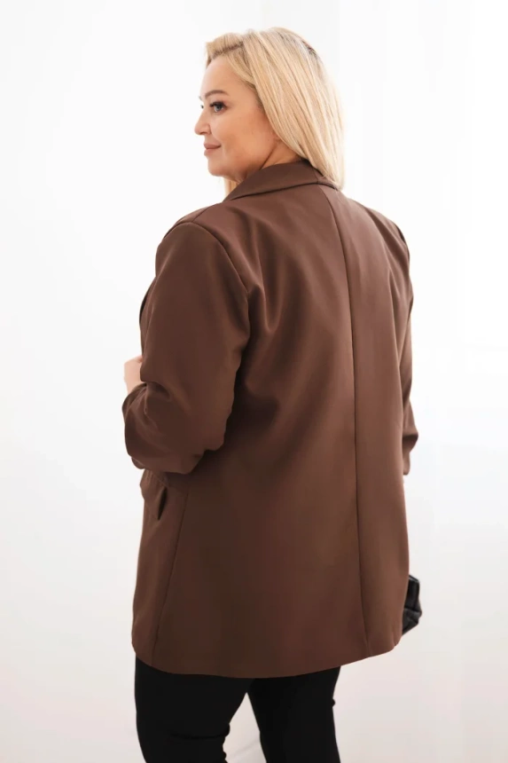 Dámska elegantná plus size bunda hnedá